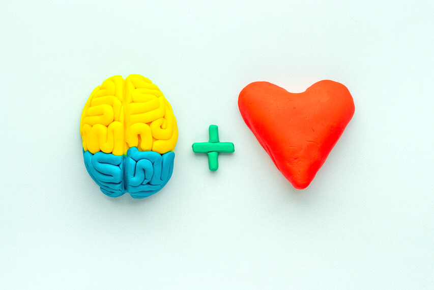 Heart and brain connection. Emotional intelligence concept.